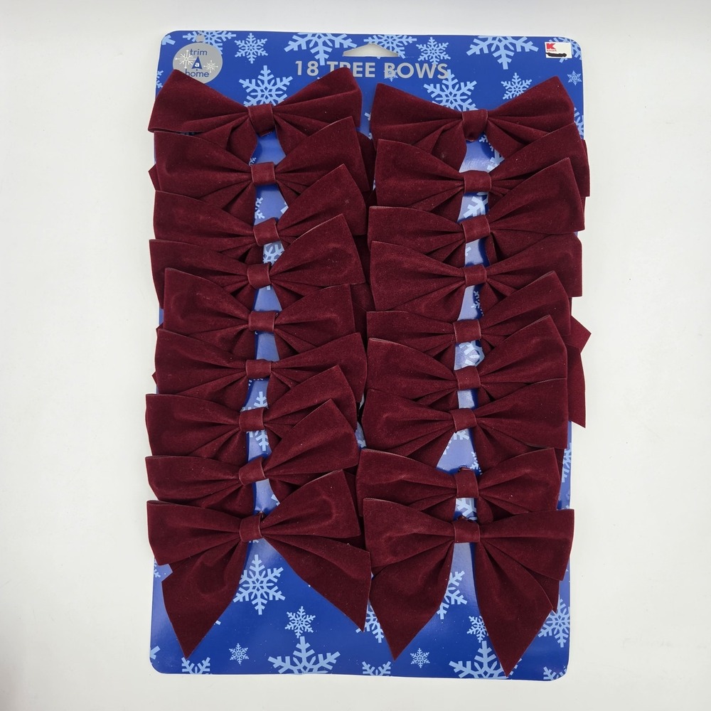 Vintage Trim A Home 18 Tree Bows Velvet Deep Burgundy -Kmart Corp.